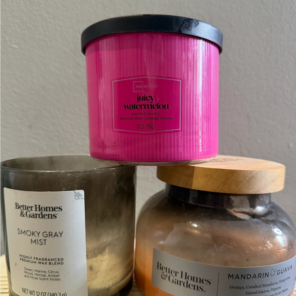 Candles 🕯️ (almost empty) Can be repurposed for arts and crafts Mainstays